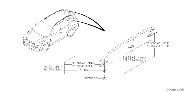 2020 Subaru Forester Protector Ft Hg LH Diagram for 91192SJ070
