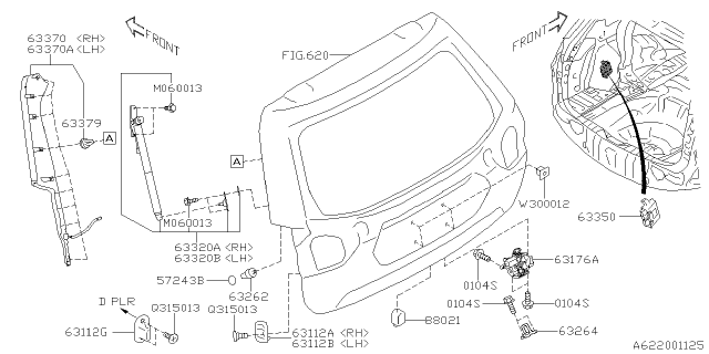 2019 Subaru Forester Rear Gate Latch & Actuator Diagram for 63032SJ100