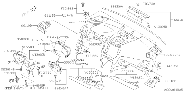 2019 Subaru Forester Grille Vent Ay SDLH Diagram for 66110SJ110