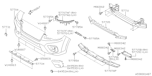 2021 Subaru Forester BRKT Corner F RH Diagram for 57707SJ000