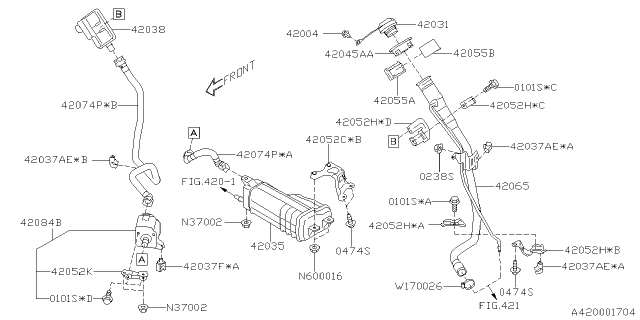 2020 Subaru Forester Bracket Filler Pipe Diagram for 42052FL570