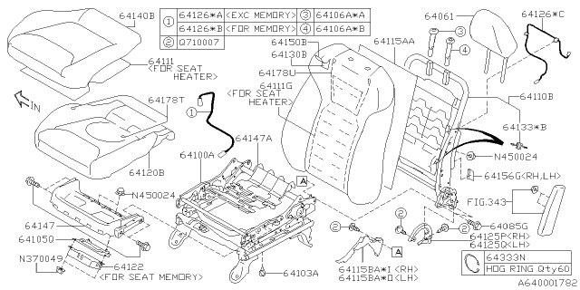 2020 Subaru Forester Seat Cushion Cover Assembly Left Diagram for 64140SJ210NK