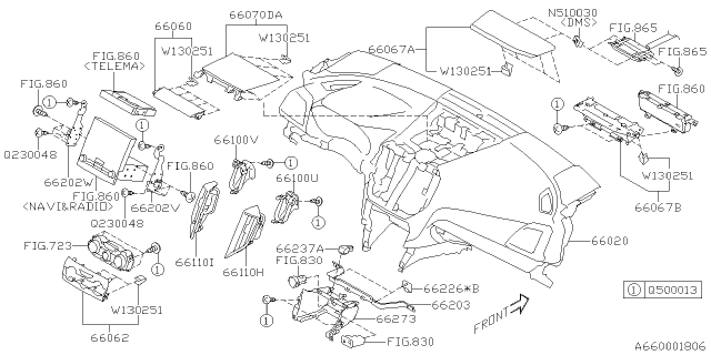 2020 Subaru Forester Center Tray Upper Diagram for 66273SJ001