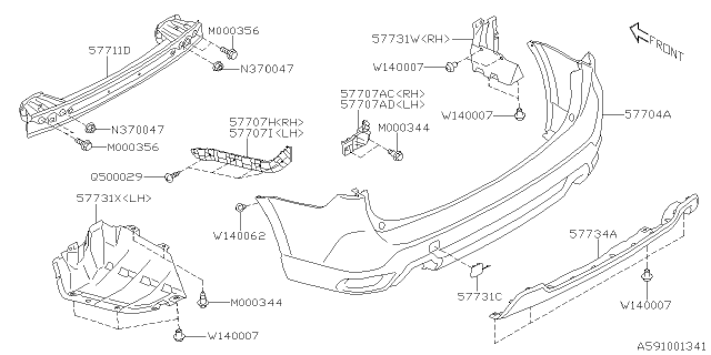 2020 Subaru Forester Beam COMPL R Us Diagram for 57711SJ0209P