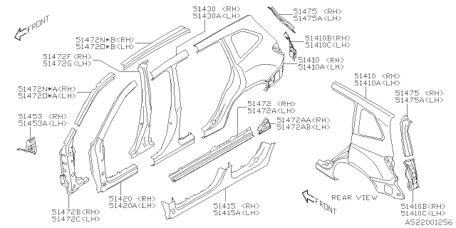 2021 Subaru Forester PNL Sd Out Qtr RPLH Diagram for 51439SJ0109P