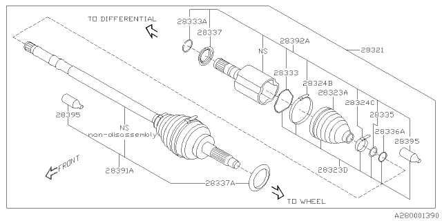 2019 Subaru Forester Front Drive Shaft Assembly Diagram for 28321SJ000