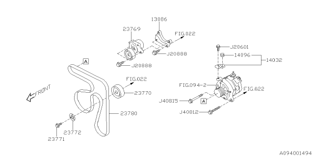2019 Subaru Forester TENSR Ay-V Belt Diagram for 23769AA100