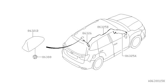 2020 Subaru Forester Antenna Assembly Diagram for 86321SJ320W6