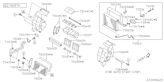 2020 Subaru Forester Heater Core Complete Diagram for 72130FL000