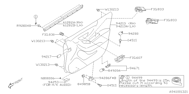 2019 Subaru Forester Trim Sub Ay Dr F RH Diagram for 94216SJ140SN