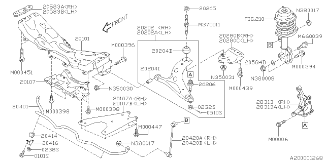 2021 Subaru Forester Arm Assembly F RH Diagram for 20202FL040