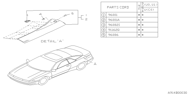 1993 Subaru SVX Outer Garnish Diagram 1