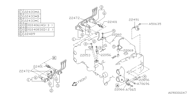 1996 Subaru SVX Ignition Coil Assembly Diagram for 22433AA300