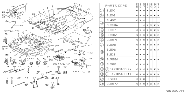 1986 Subaru XT Wiring Harness - Main Diagram 1