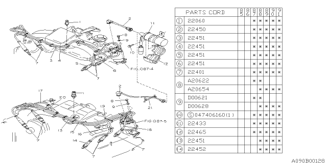 1989 Subaru XT Knock Sensor Diagram for 22060AA010