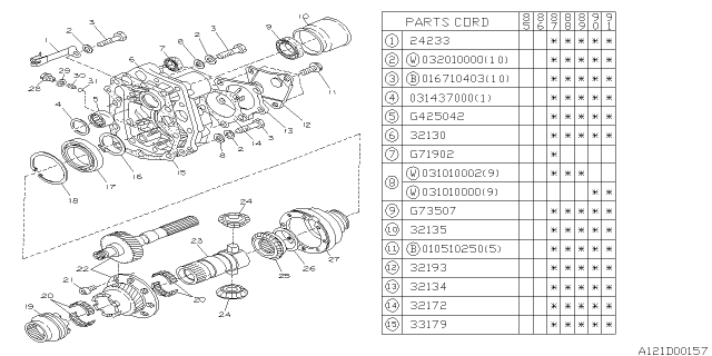 1991 Subaru XT Manual Transmission Transfer & Extension Diagram 4