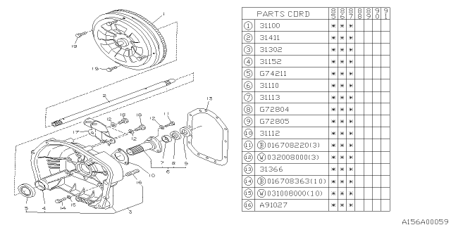 1987 Subaru XT Torque Converter & Converter Case Diagram 1