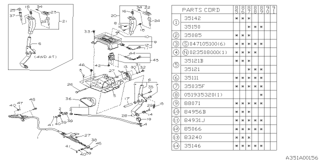 1988 Subaru XT Inhibitor Switch Diagram for 83241GA040