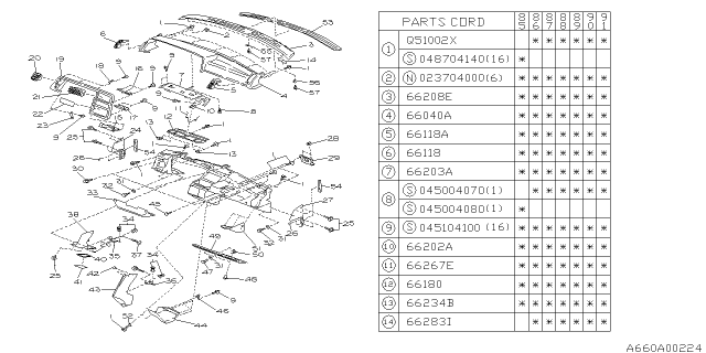 1991 Subaru XT Instrument Panel Diagram 6