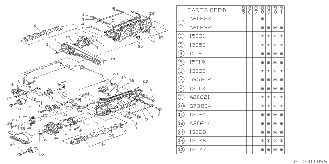1989 Subaru XT Camshaft & Timing Belt Diagram 3