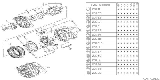 1991 Subaru XT Alternator Diagram 1