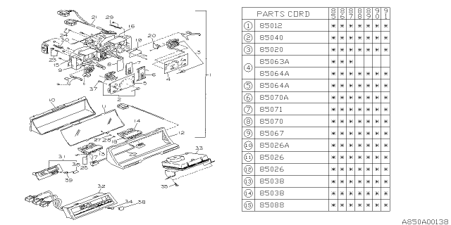 1988 Subaru XT Temperature GUAGE Diagram for 85062GA251