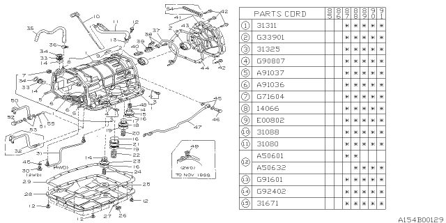 1988 Subaru XT Gauge Assembly ATF Level Diagram for 31088AA011