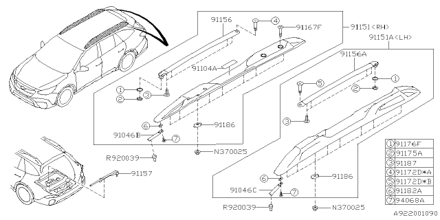 2021 Subaru Outback Roof Rail Diagram