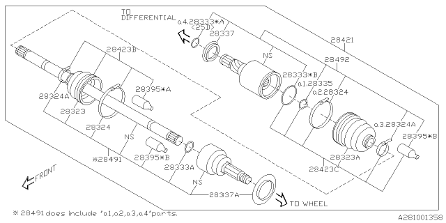 2020 Subaru Outback Rear Cv Joint Diagram for 28492AL000