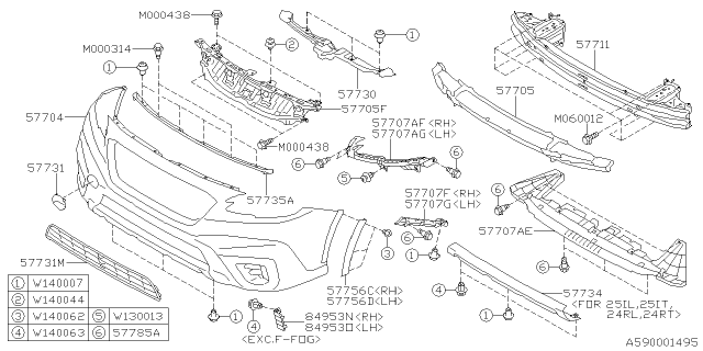 2021 Subaru Outback BRKT Corner F LH Diagram for 57707AN01A