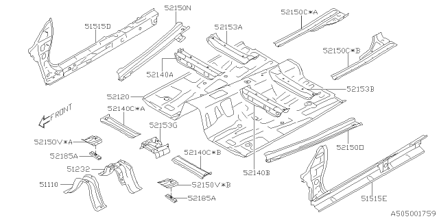 2020 Subaru Legacy Body Panel Diagram 2