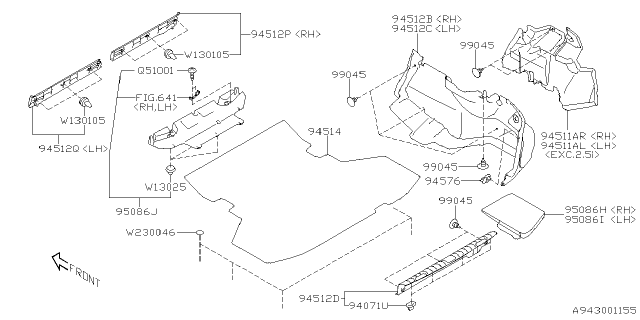 2021 Subaru Legacy Trunk Room Trim Diagram 3
