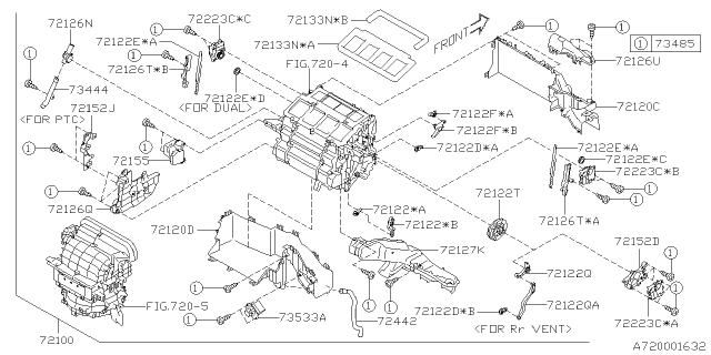 2021 Subaru Legacy Heater Case Assembly Diagram for 72120AN04A