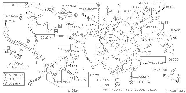 2020 Subaru Outback Pipe Complete Oil Clr Diagram for 21623AA200