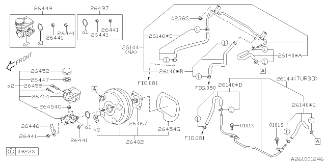 2020 Subaru Legacy Master Cylinder Kit Diagram for 26449AL03A