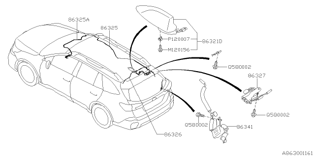 2021 Subaru Outback Audio Parts - Antenna Diagram 1