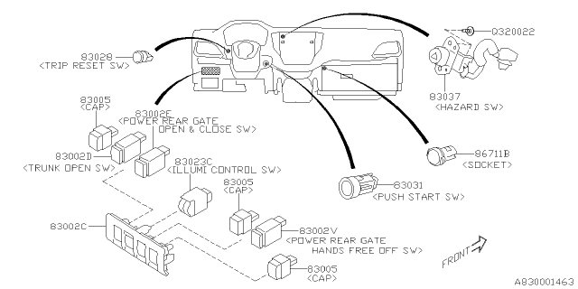 2021 Subaru Outback Switch - Instrument Panel Diagram 2