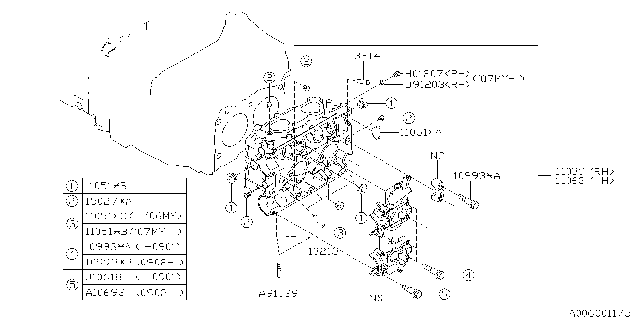 11039AB550 - Genuine Subaru CYLINDER HEAD ASSY