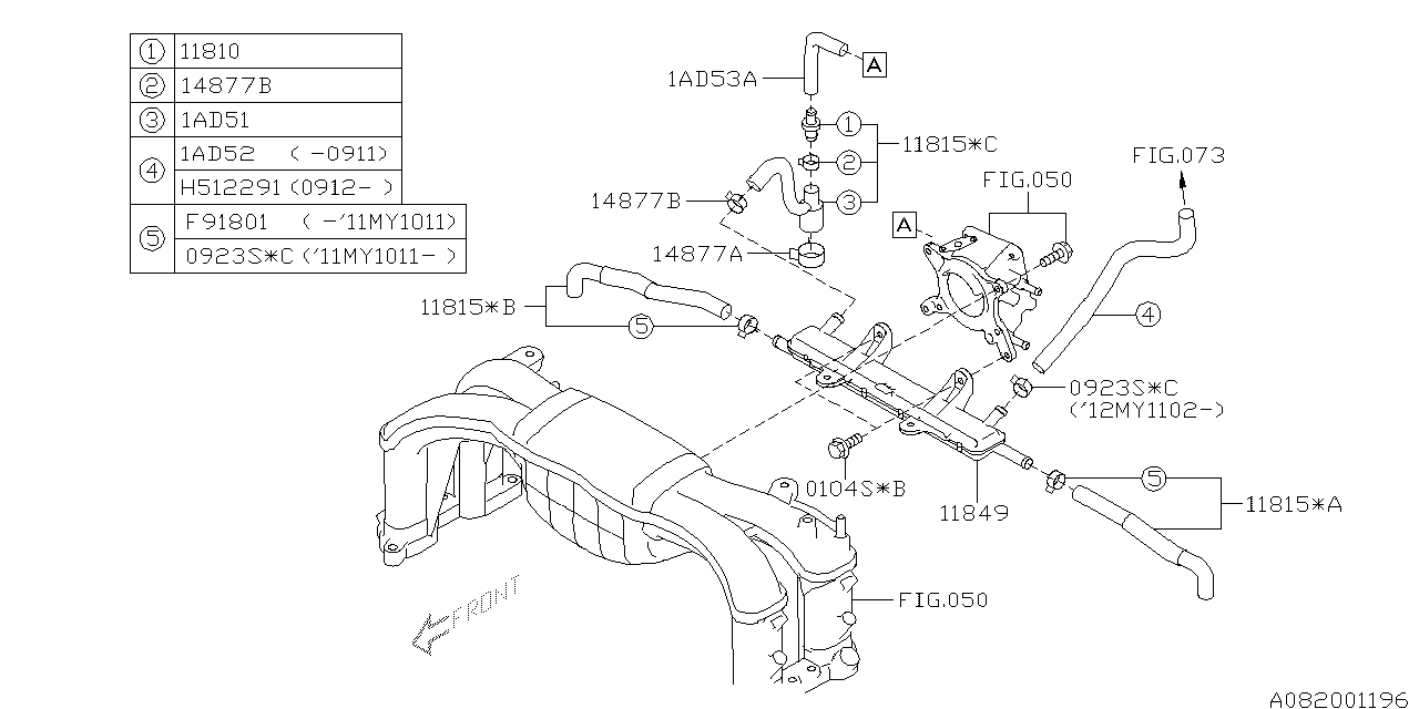 99071AD510 - Genuine Subaru HOSE VACUUM