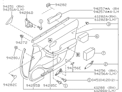 Subaru 94211AE57AAC Trim Panel Front Door LH