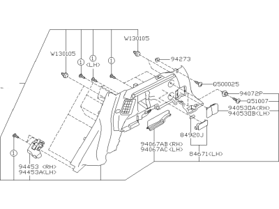 Subaru 94027FL031VH Trim Panel Rear Quarter L