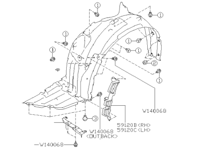 Subaru 59110AN00A Mud Guard Assembly F RH